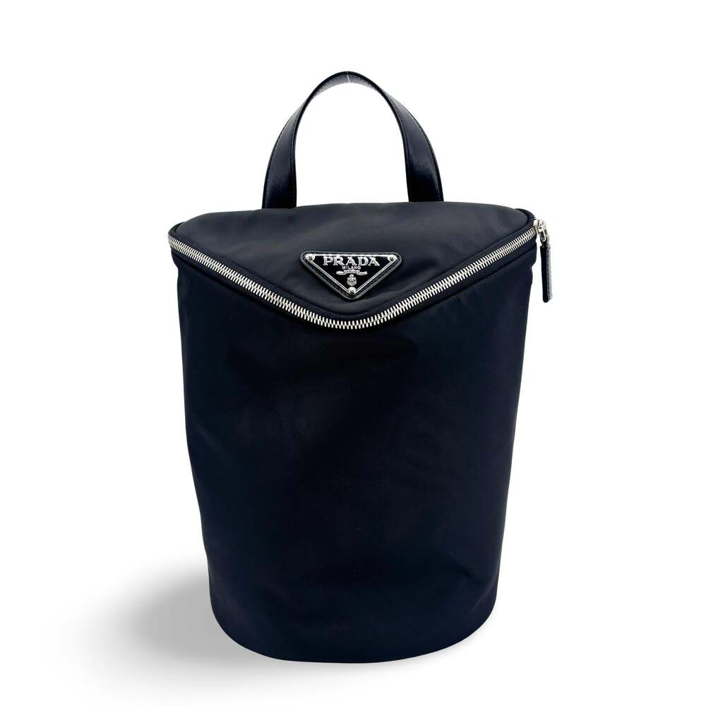 Prada Nylon Top Handle Bucket Bag Black #352277F78B